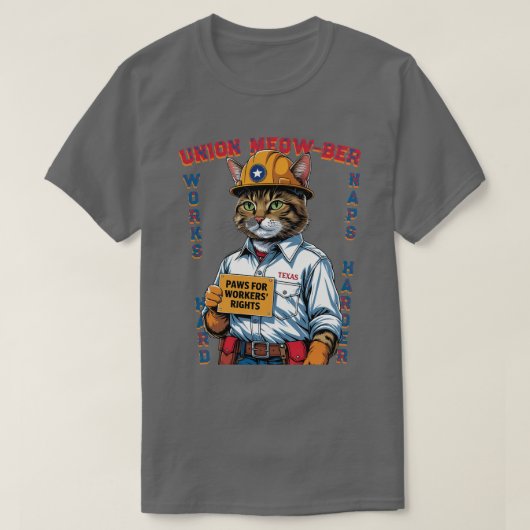 ユニオおもしろいンFelineメンバー労働デーテキサス州から Tシャツ (デザイン正面)