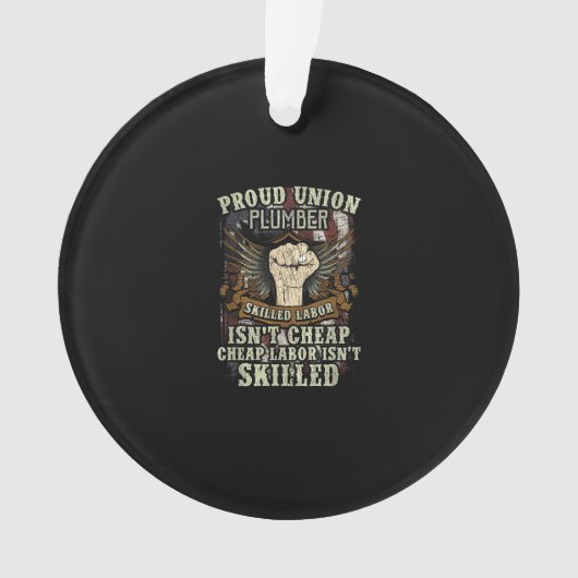 ユニオンのプラム誇りを持ったシャツの熟練労働者はチアではない オーナメント (正面)