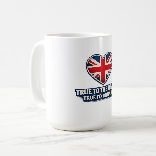 ユニオンジャックのハート – 英国に心から忠実 コーヒーマグカップ (正面左)
