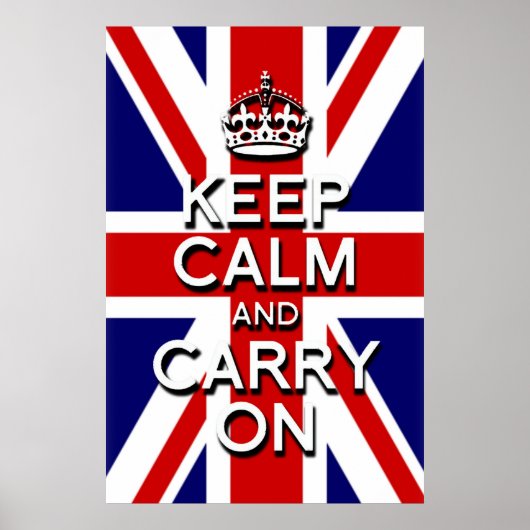 ユニオンジャックの旗 Keep Calm And Carry On ポスター (正面)