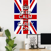 ユニオンジャックの旗 Keep Calm And Carry On ポスター (ホームオフィス)