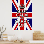 ユニオンジャックの旗 Keep Calm And Carry On ポスター (キッチン)