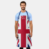 ユニオンジャックの調理用エプロン - レトロな英国旗ギフト エプロン (着用した状態)