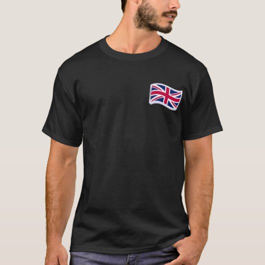 ユニオンジャックの黒いメンズTシャツ Tシャツ (正面)