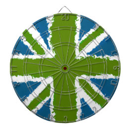 ユニオンジャックアートグリーンティール（緑がかった色）トーンゲーム ダーツボード