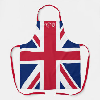 ユニオンジャックエプロン - レトロな英国旗のモノグラム入り エプロン