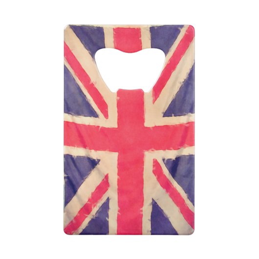 ユニオンジャックグランジフラグ+あなたのアイディア クレジットカード栓抜き (正面)