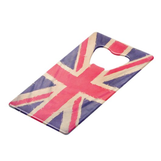 ユニオンジャックグランジフラグ+あなたのアイディア クレジットカード栓抜き (正面アングル)