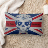 ユニオンジャックスカル装飾用クッション ランバークッション (ブランケット)
