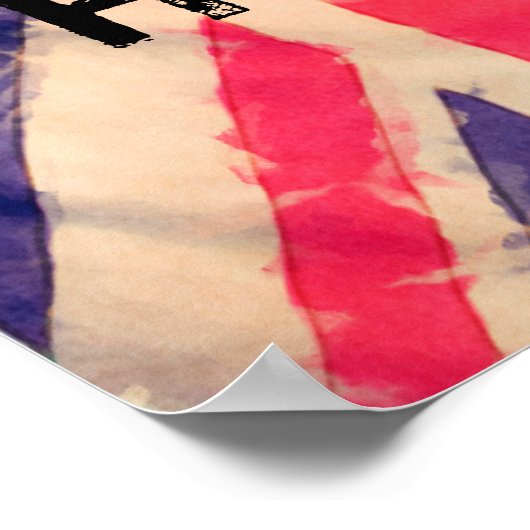 ユニオンジャックフラグ+あなたのテキスト ポスター (角)