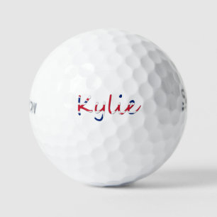 ユニオンジャックフラグssf gbcntにオーバーレイされた任意の名前 ゴルフボール