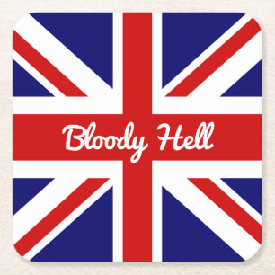 ユニオンジャック国旗とおもしろい引用文 スクエアペーパーコースター