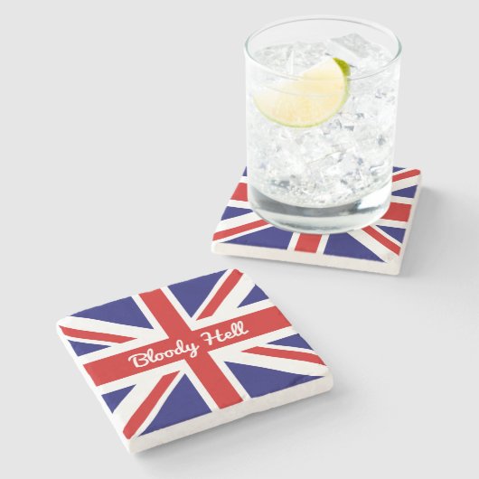 ユニオンジャック国旗とおもしろい引用文 ストーンコースター (横)