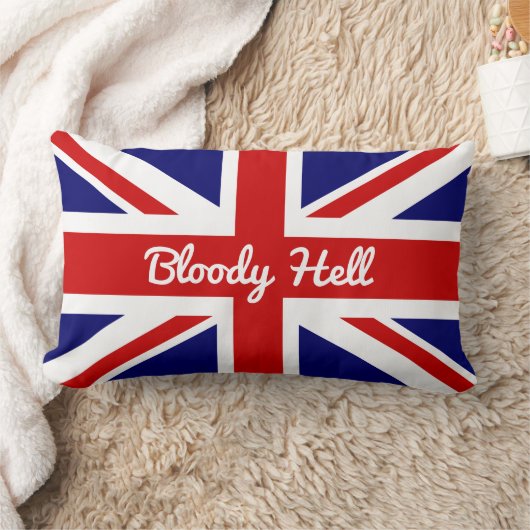 ユニオンジャック国旗とおもしろい引用文 ランバークッション (ブランケット)
