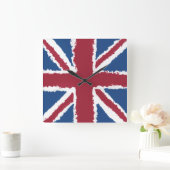 ユニオンジャック国旗のアートバイヒバ・ウィバ スクエア壁時計 (ホーム)