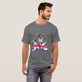 ユニオンジャック国旗の犬チワワWグラス Tシャツ (正面フル)
