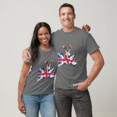 ユニオンジャック国旗の犬チワワWグラス Tシャツ (ユニセックス)