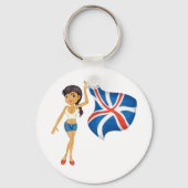 ユニオンジャック国旗を掲げる女性キーチェーン キーホルダー (裏面)