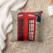 ユニオンジャック国旗ジュビリークラウン赤い電話ブース クッション (ブランケット)