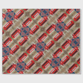 ユニオンジャック国旗ジュビリークラウン赤い電話ブース ラッピングペーパー (フラット)