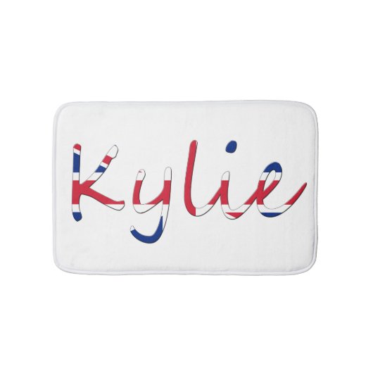 ユニオンジャック国旗bmcntにオーバーレイされた任意の名前 バスマット (正面)