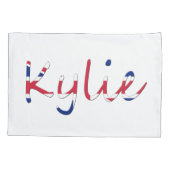 ユニオンジャック国旗pccntにオーバーレイされた任意の名前 枕カバー (裏面)