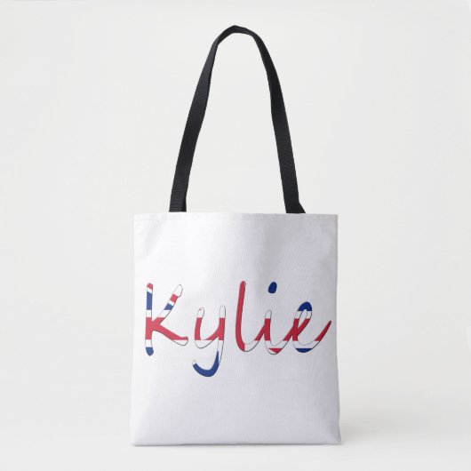 ユニオンジャック国旗stcntにオーバーレイされた任意の名前 トートバッグ (正面)