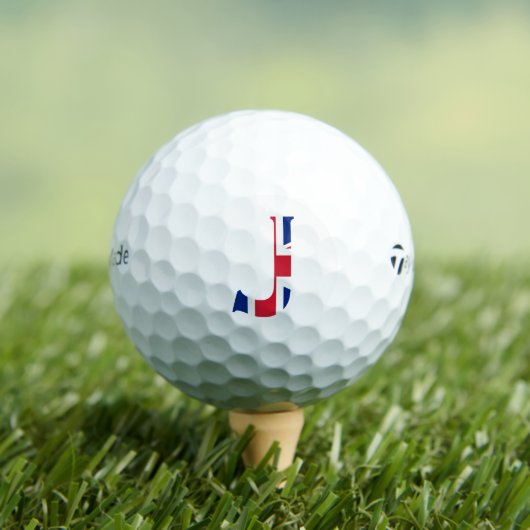 ユニオンジャック国旗tmtp5 gbcnにオーバーレイされたJモノグラム ゴルフボール (インサイチュ 木)