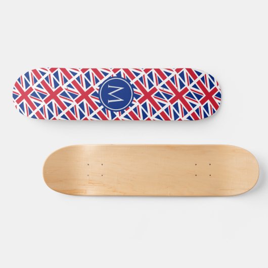 ユニオンジャック英国国旗の愛国的なカスタムモノグラム スケートボード (横)