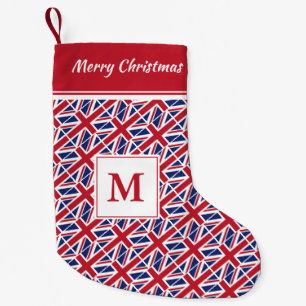 ユニオンジャック英国国旗モノグラムカスタム文字 スモールクリスマスストッキング