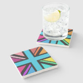 ユニオンジャック/フラッグ数々のカラー+ブラックデザイン ストーンコースター (横)