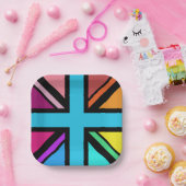 ユニオンジャック/フラッグ数々のカラー+ブラックデザイン ペーパープレート (パーティー)