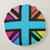 ユニオンジャック/フラッグ数々のカラー+ブラックデザイン ラウンドクッション (裏面)