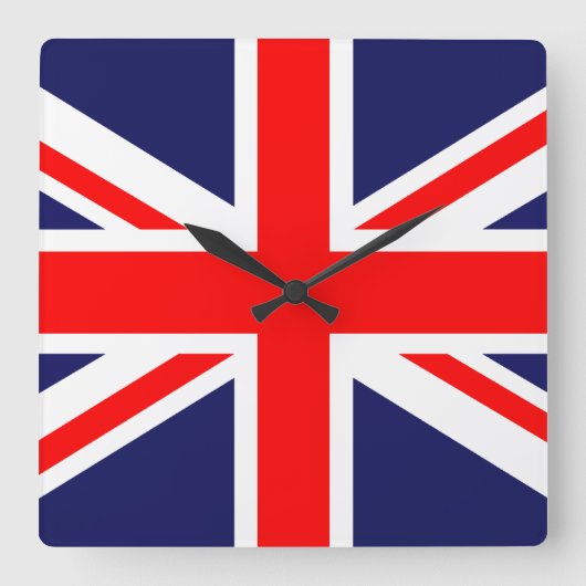 ユニオンジャック - 英国旗 スクエア壁時計 (正面)
