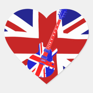 ユニオンジャックBritish Guitar Art 2ハートシェイプ ハートシール
