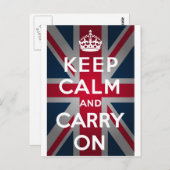 ユニオンジャックKeep Calm and Carry On ポストカード (正面/裏面)