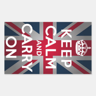 ユニオンジャックKeep Calm and Carry On 長方形シール
