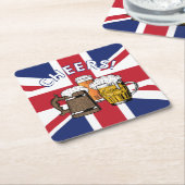 ユニオンジャッ素晴らしク・ブリティッシュ・ビール スクエアペーパーコースター (アングル)