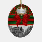 ユニオンスクエアパークウィンターNYCクリスマスダマスク#2R セラミックオーナメント (右)