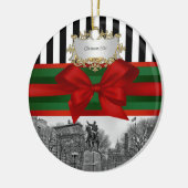 ユニオンスクエアパークウィンターNYC Blk Wht Strpクリスマス#2R セラミックオーナメント (左)