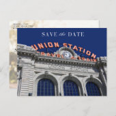 ユニオンステーションシカゴウェディング日付を保存 案内ポストカード (正面/裏面)