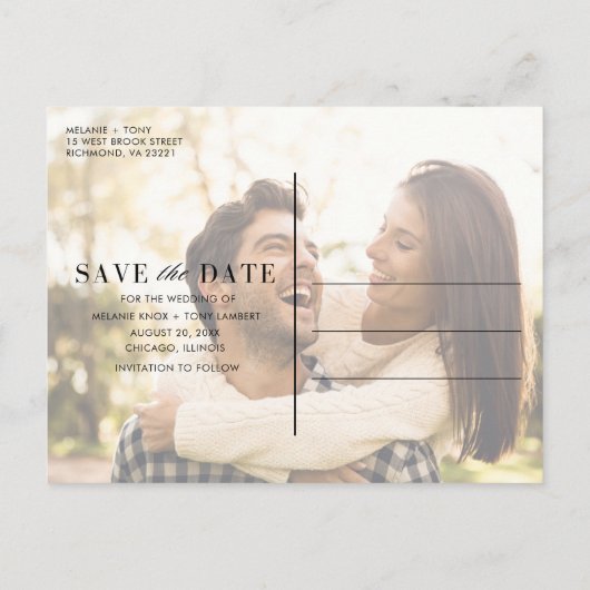 ユニオンステーションシカゴウェディング日付を保存 案内ポストカード (裏面)