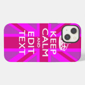 ユニオン保ジャックの文字を明るい赤紫色 iPhoneケース (裏面横)