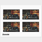 ユニオン国旗、星とストライプ、オートバイ 長方形シール (シート)