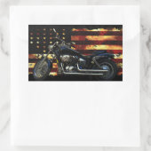 ユニオン国旗、星とストライプ、オートバイ 長方形シール (バッグ)