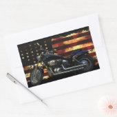 ユニオン国旗、星とストライプ、オートバイ 長方形シール (封筒)