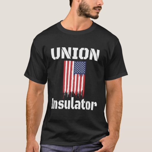 ユニオン碍子組合ワーカー米国アメリカ国旗パット Tシャツ (正面)