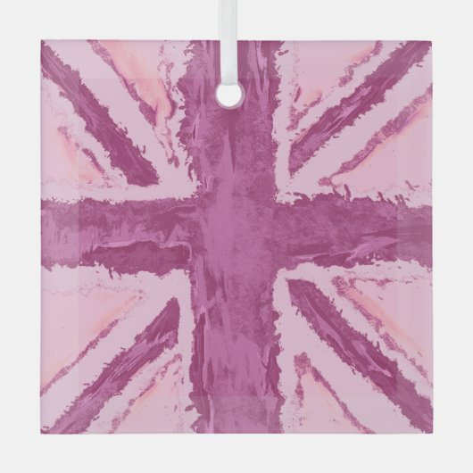 ユニオン色彩の鮮やかジャックUKアートプラムby Heva Weva ガラスオーナメント (正面)