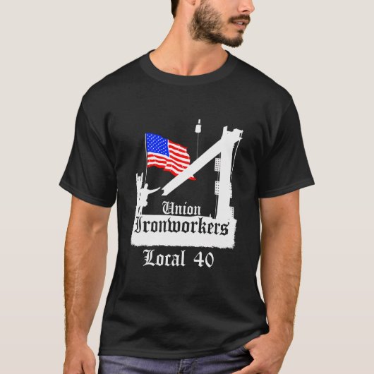 ユニオン製鉄労働者ローカル40アメリカ国旗Ny Tシャツ (正面)