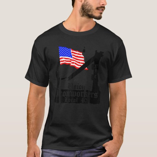 ユニオン製鉄労働者ローカル40 NYCアメリカ国旗Tee Tシャツ (正面)